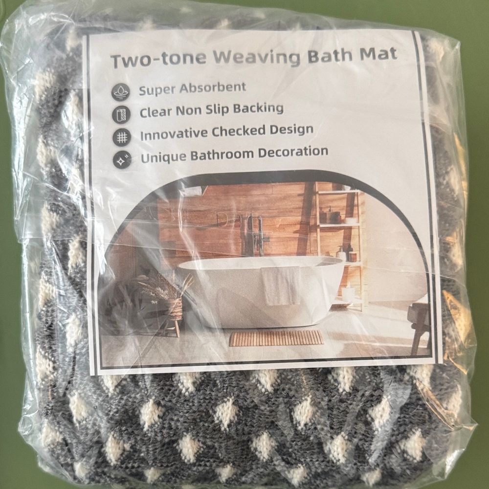 Two-tone Waffle Bath Mat - Gray and Cream 18 x 30